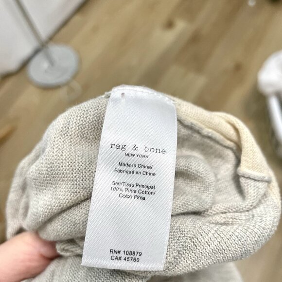 Rag & Bone Retro Lightweight Long Sleeve Pullover Sweater Gray Cream size Small - Picture 8 of 8